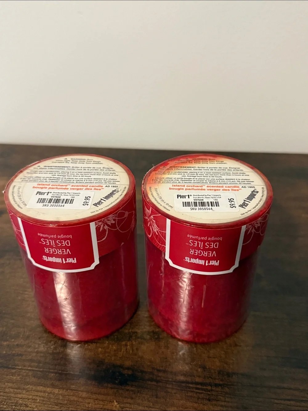 PIER 1 Island Orchard 3x4” Pillar Candles Set of Two NWT New